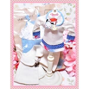 Neo Blythe Doll Outfit Handmade Dealer Pullip 1/6 Clothes Cape Denim Jumper Set